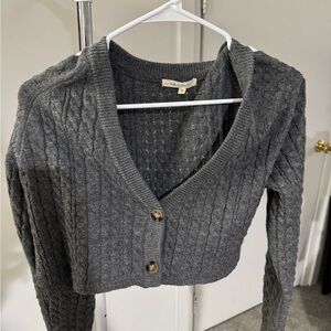 Forever 21 Dark Gray Cable Knit Cardigan